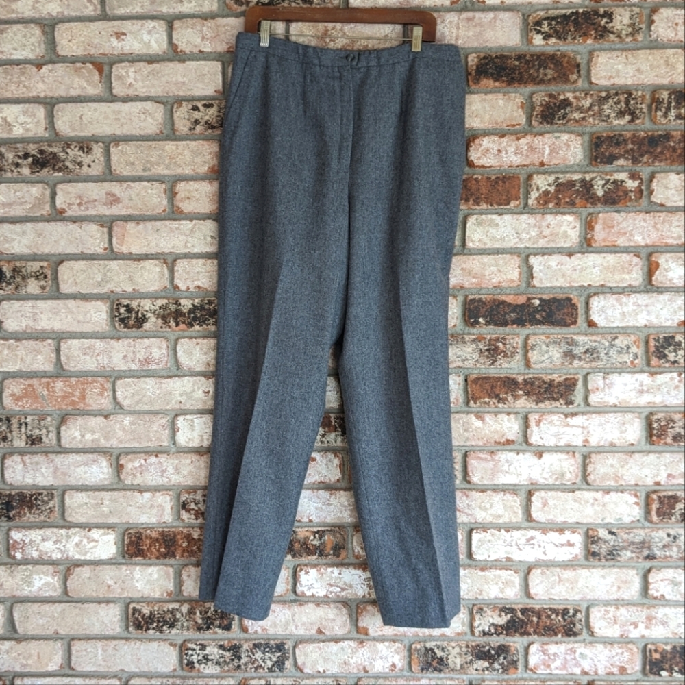 🐑 Vintage Pendleton 100% Virgin Wool Pleated Trousers Pants Gray 18